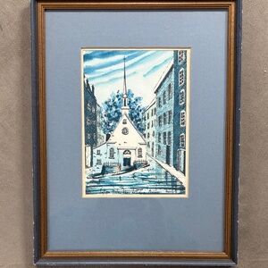 Quebec notre dame church watercolor